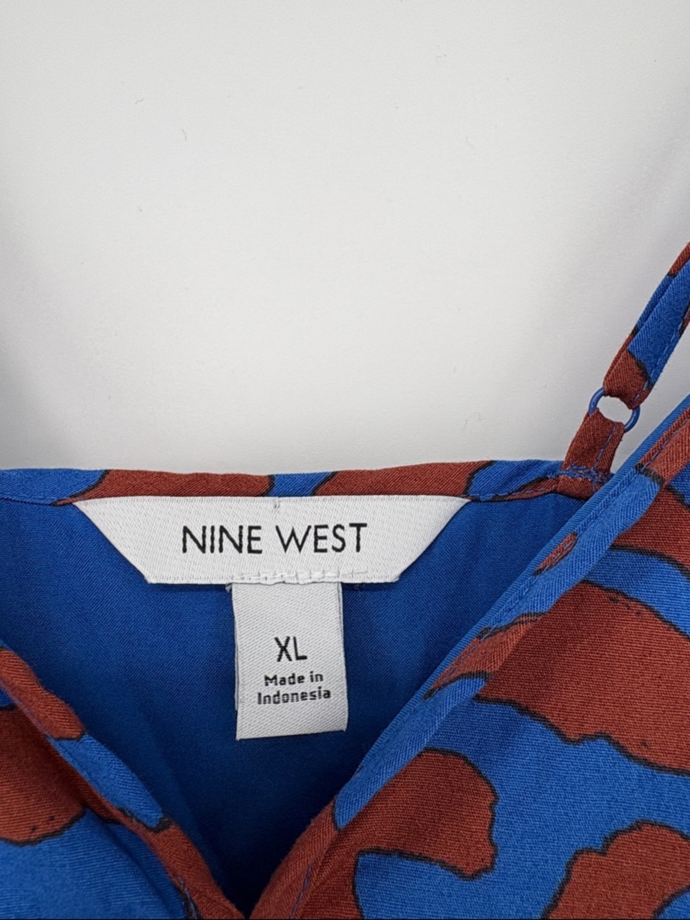 💆🏻‍♀️ Nine West cotton Blue & Brown Printed Spaghetti-Strap Maxi Dress - Picture 2 of 7